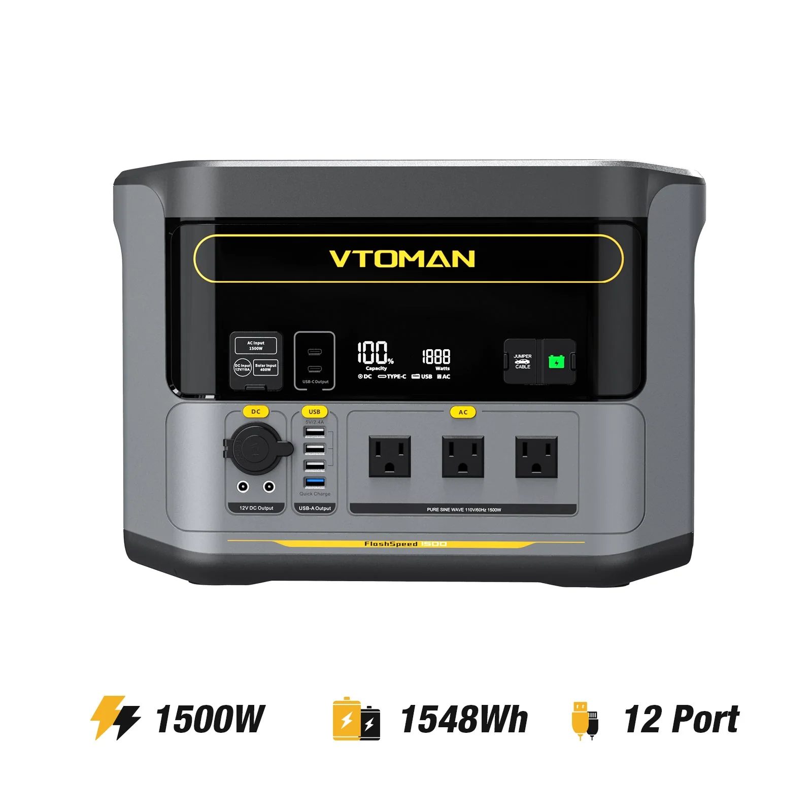 VTOMAN FlashSpeed 1500 with 400W Solar Panel - Image 3