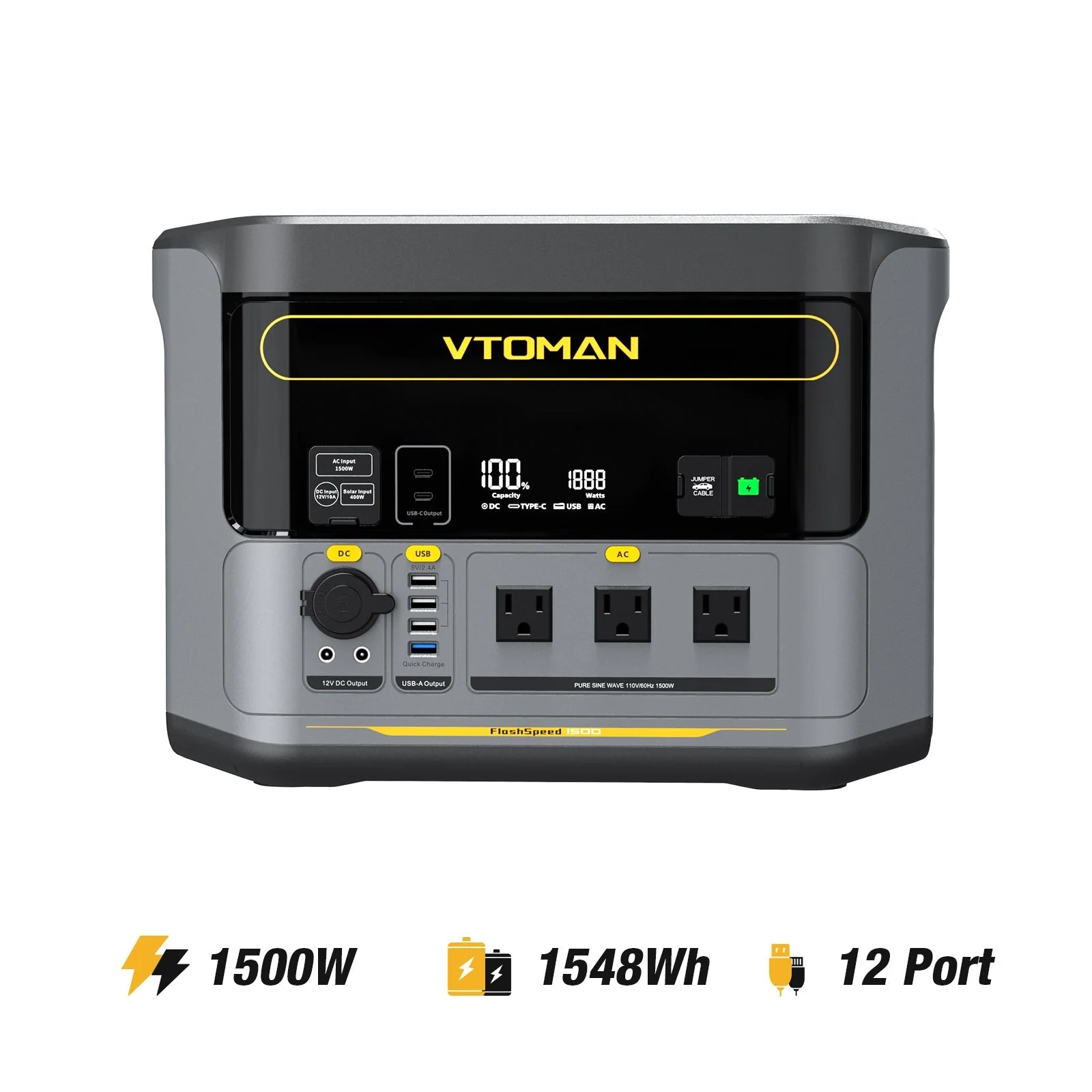 VTOMAN FlashSpeed 1500/3096Wh with 200W Pro Solar Panel - Image 3