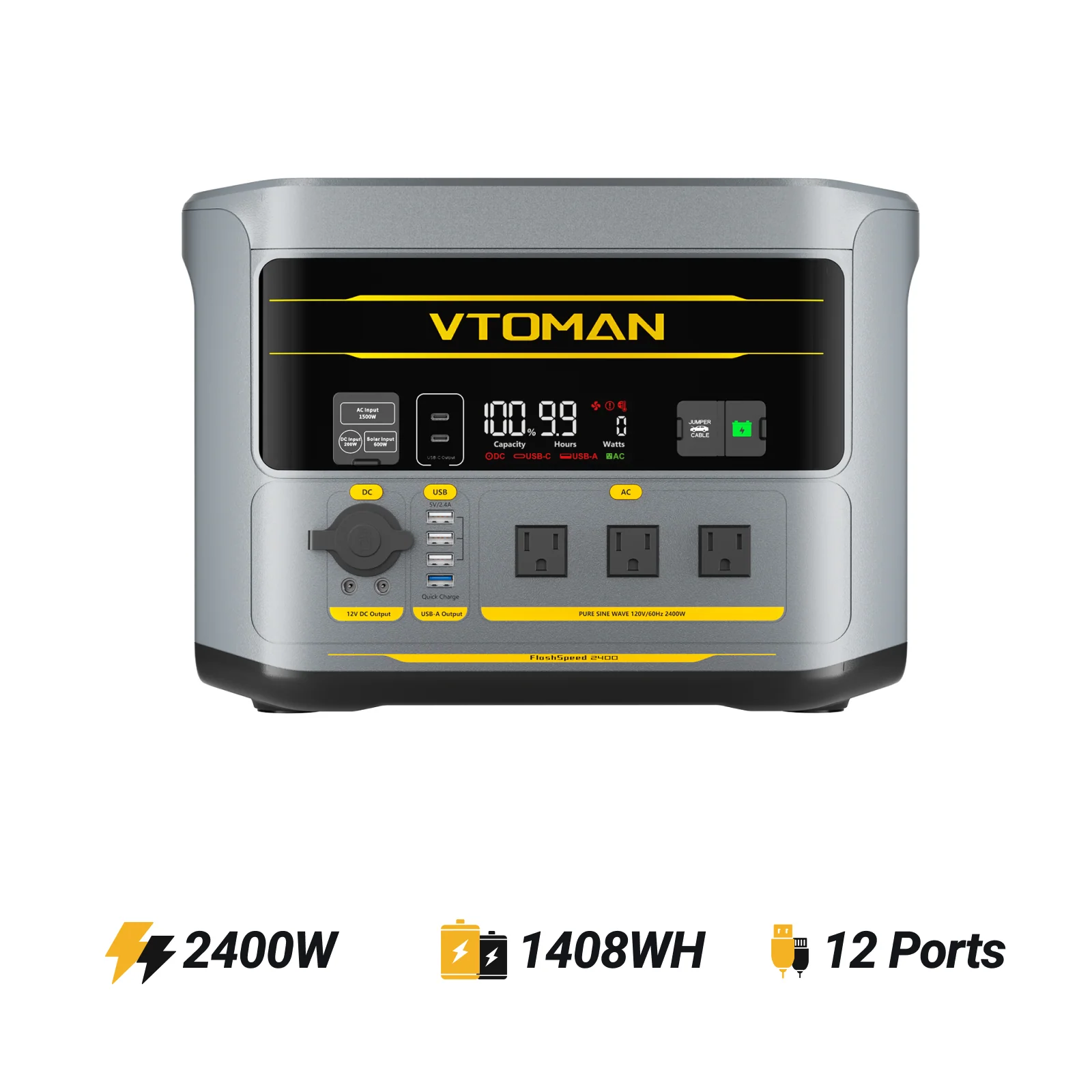 VTOMAN FlashSpeed 2400 with 400W Solar Panel - Image 3